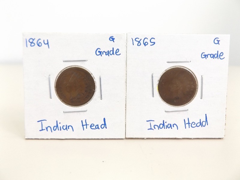 1864 and 1865 Indian Head Pennies
