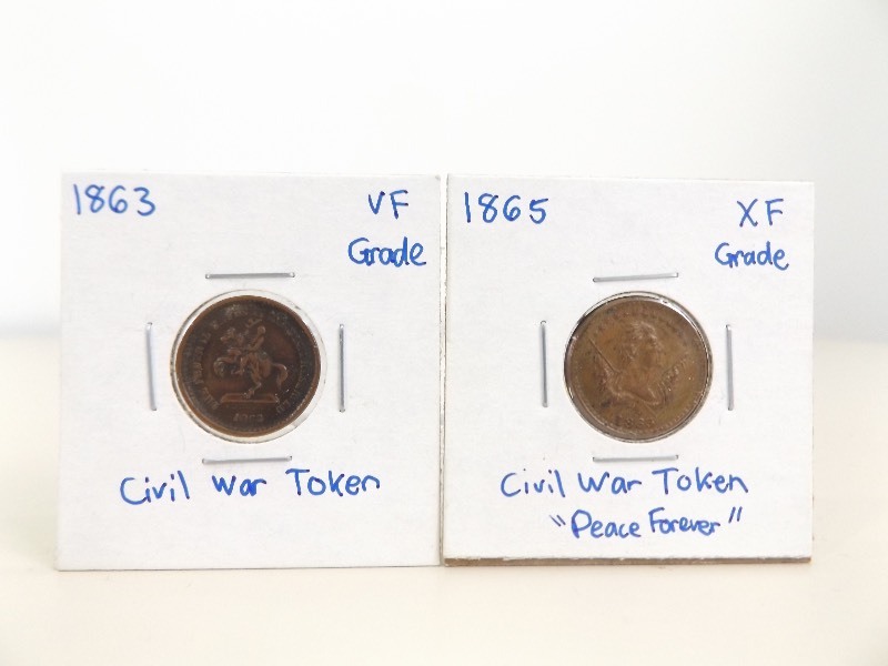 1863 and 1865 Civil War Tokens