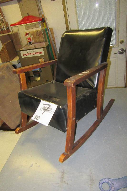 lot 7 image: Upholstered and wood childs rocker