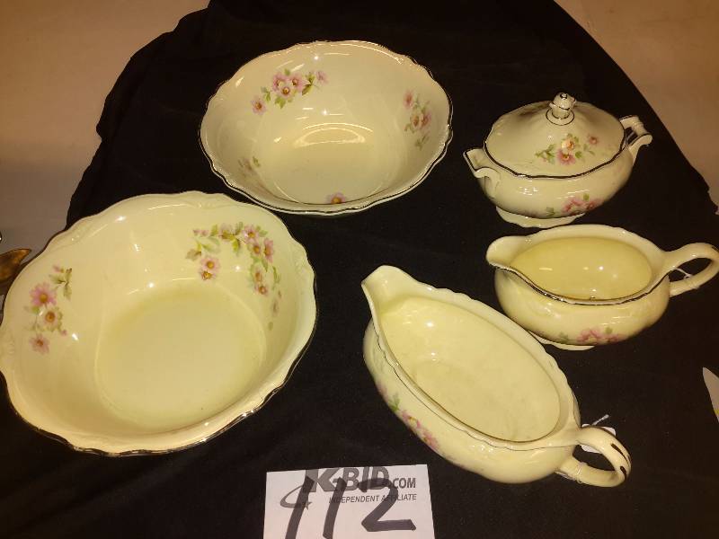 lot 112 image: Homer Laughlin Serving set.   Virginia Rose Theme