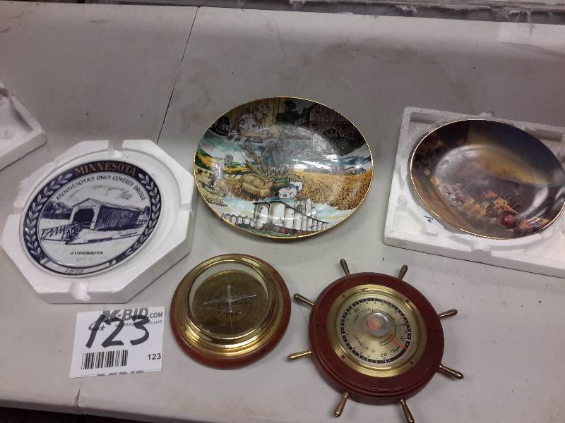 lot 123 image: DecorativeCollector plates as pictured.  2 Barometers