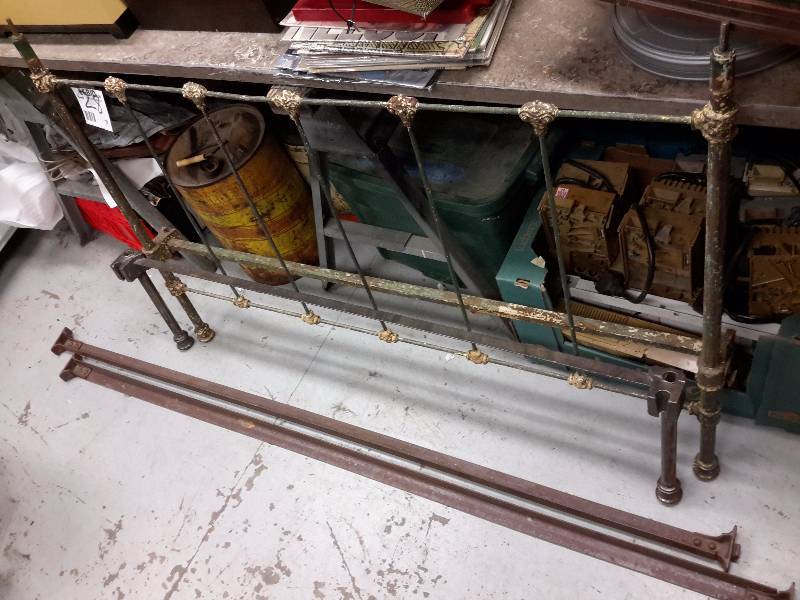 lot 28 image: Steel wrought Iron Full size bed frame..