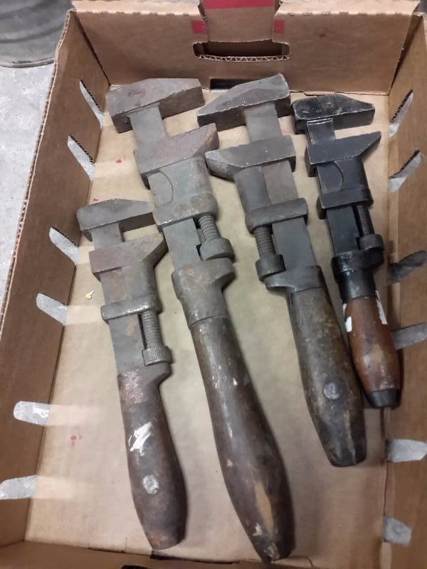 lot 62 image: 4 Adjustable Monkey wrenches.