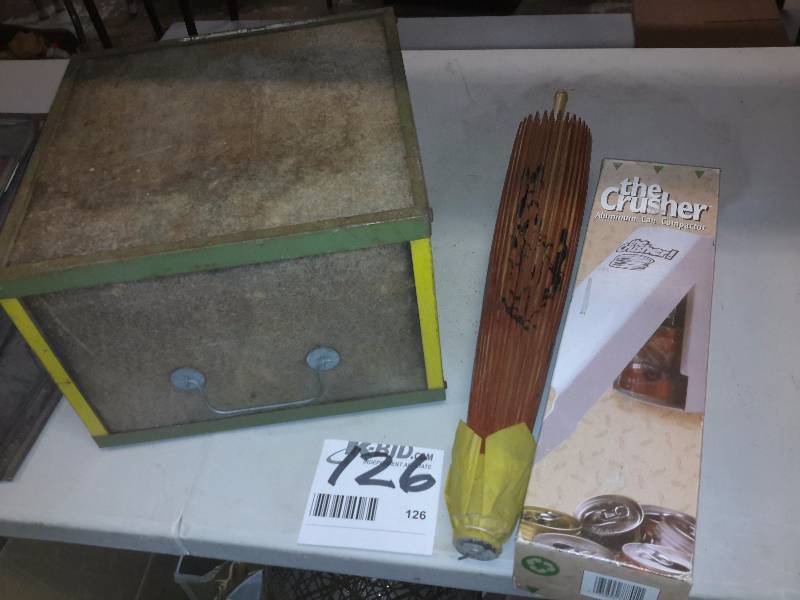 lot 126 image: Worm Box, Can Crusher, KYOTO Paperdecorative umbrella