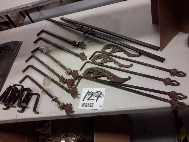lot 127 image: AntiqueVintage curtain rods and hardware.  See closeups