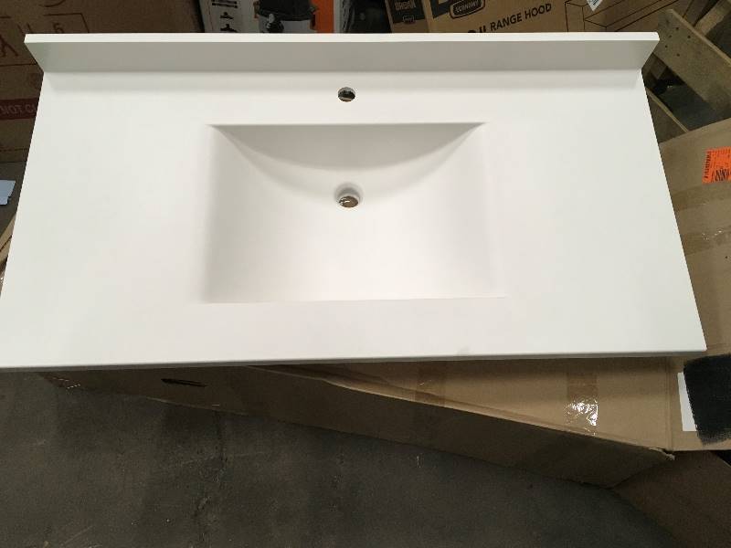 lot 3 image: Swanstone Metropolitan 43 Contour Vanity Top, White  open box never used