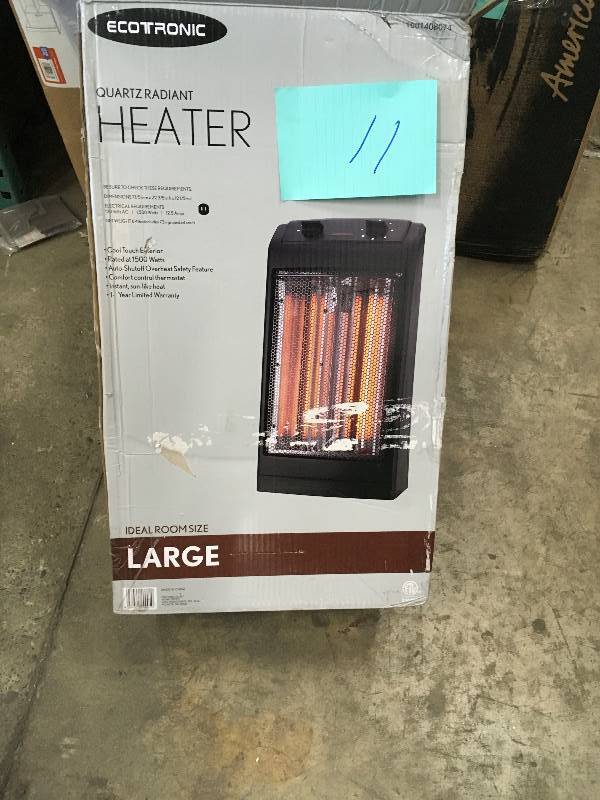 lot 11 image: Ecotronic Quartz Radiant Heater 1500-Wat 2-Element Infrared Electric Portable Heaterin working conditions