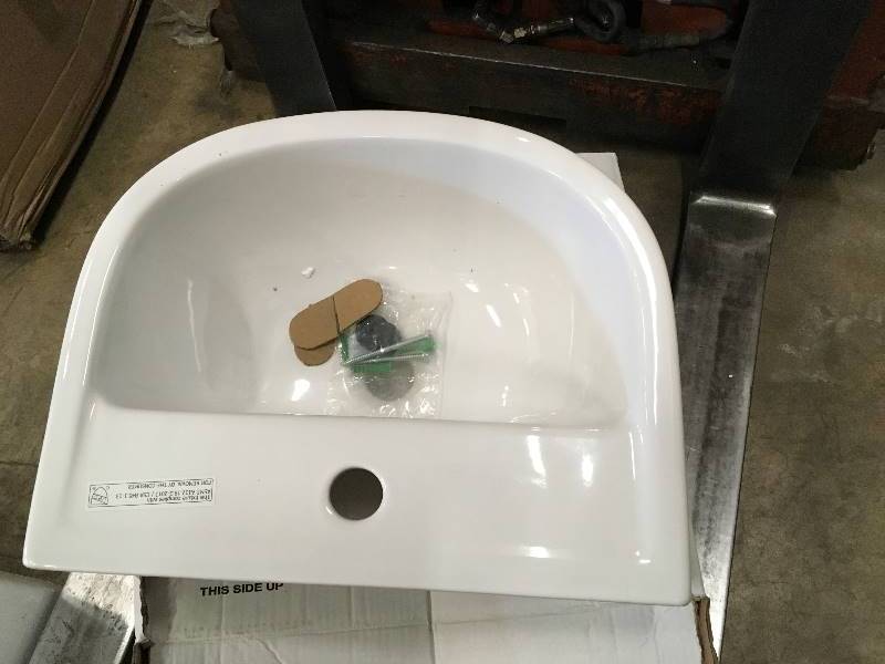 lot 22 image: Barclay B3-531WH Compact 450 Basin 1 hole  open box never used