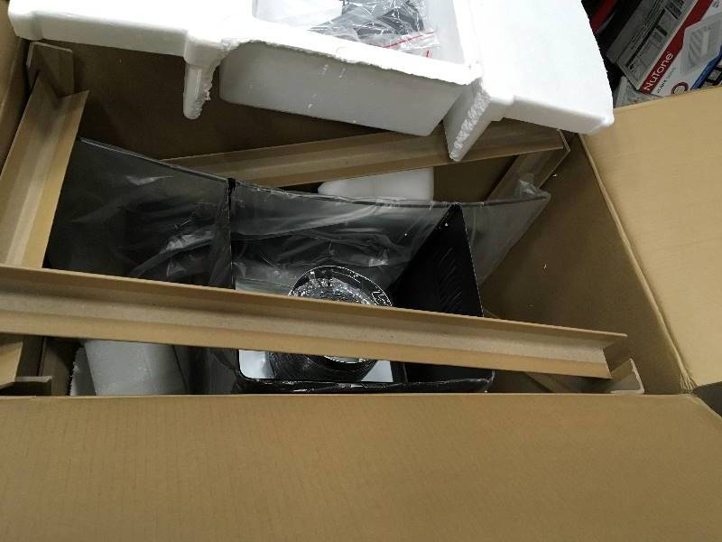 lot 39 image: Akdy 30 in. Convertible Stainless Steel Wall Mount Range Hood in Black with LED Tempered Glass and Push Button Controls  open box never used