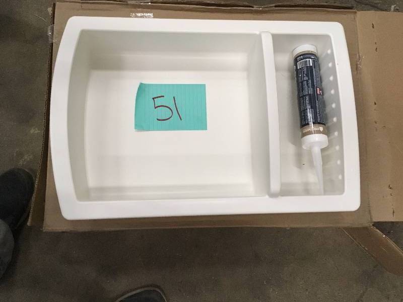 lot 51 image: Swan Recessed Solid Surface Soap Dish in White Model#  RS-2215-010 open box never used