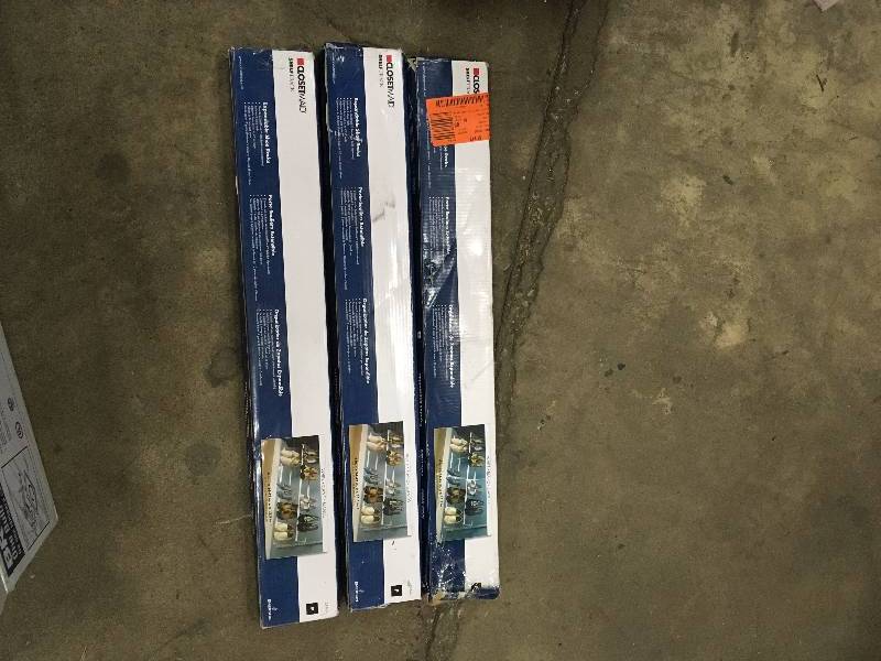 lot 56 image: ClosetMaid ShelfTrack 24 - 42 in. W White Adjustable Shoe Shelf Model#  28440 New Lot of 3