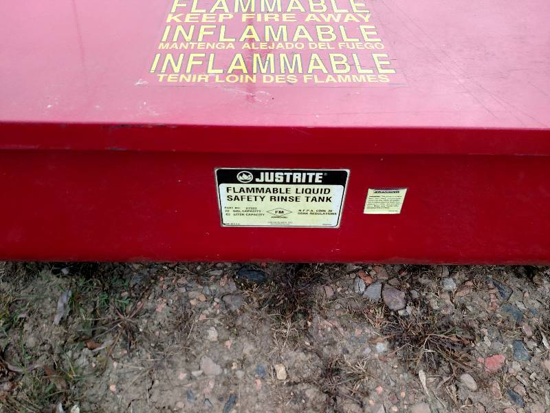 lot 100 image: Justrite Flammable Safety Rinse Tan...