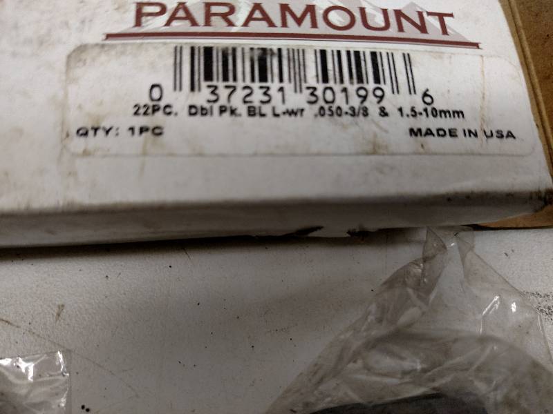 lot 96 image: Paramount 22 pc. Hex Key Set, STD &...