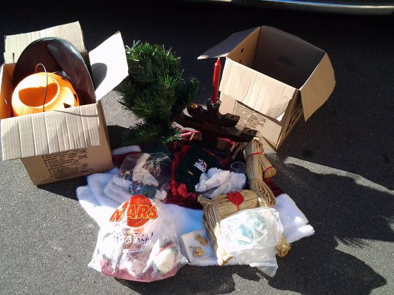 lot 49 image: 2-Boxes Christmas Tree, Unique Holiday Candle, Ornaments, Other Seasonal