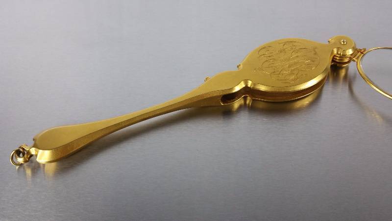 lot 10B image: 1906 14kt Gold Lorgnette Opera  Reading Glasses