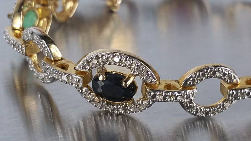 lot 30C image: Ruby Emerald Sapphire Diamond Bracelet
