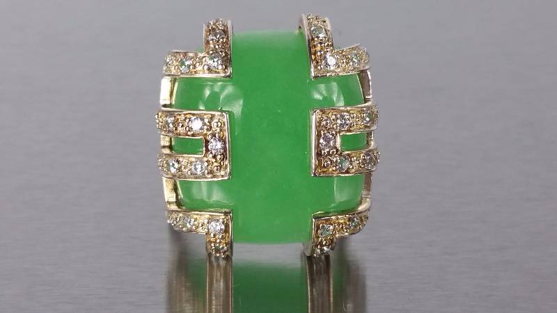 lot 45B image: Green Jade Estate Ring