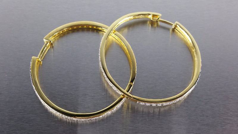 lot 66 image: Diamond Hoop Earrings