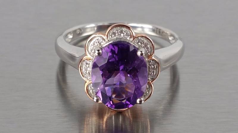 lot 96 image: Amethyst and Diamond Ring