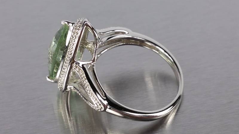 lot 103 image: Green Amethyst and Diamond Ring