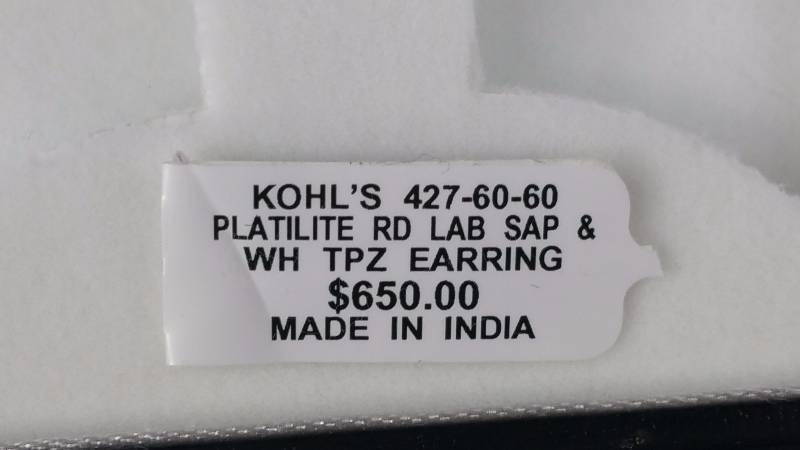 lot 173 image: Sapphire Earrings - Kohls Tag $650.00