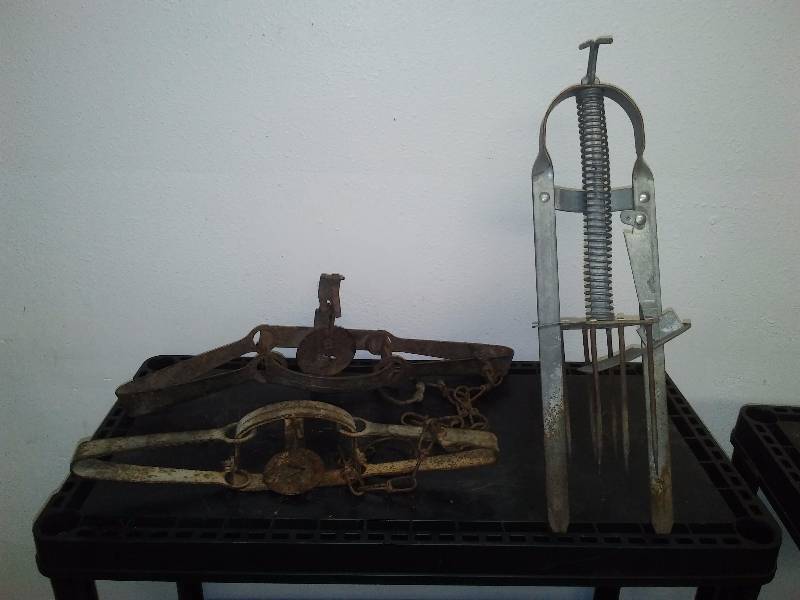 lot 68 image: Traps (3) Vertical Trap 16 inches tall, the other two measures 14 and 17 inches