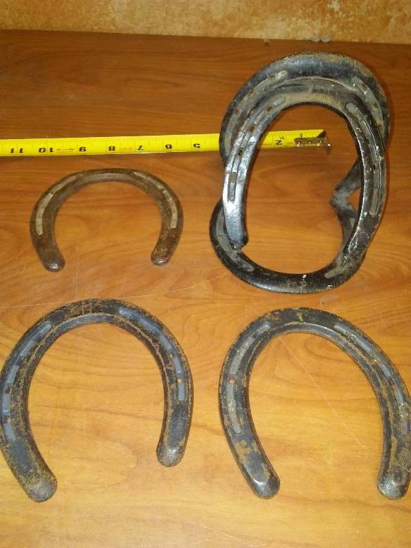 lot 179 image: Vintage Bits (3) and Horse Shoes (6)