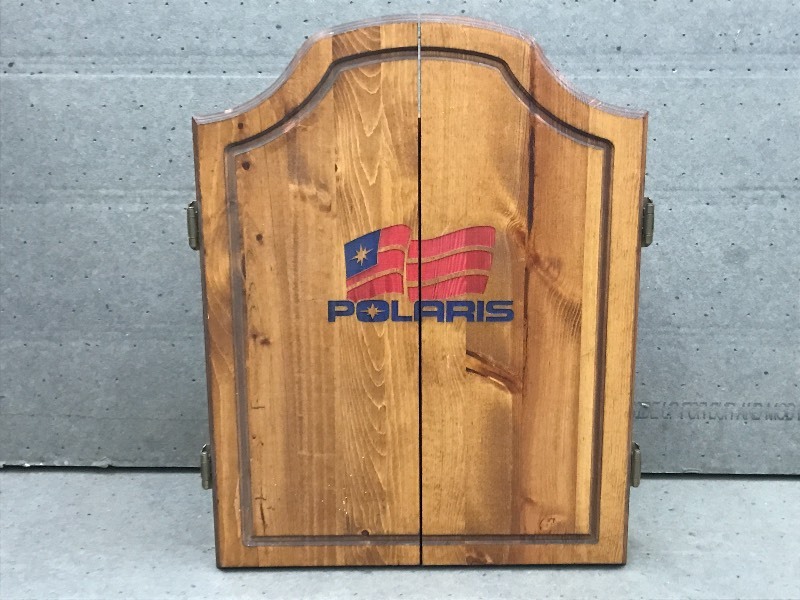 lot 55 image: Unique Polaris Wooden Dart Board Ca...