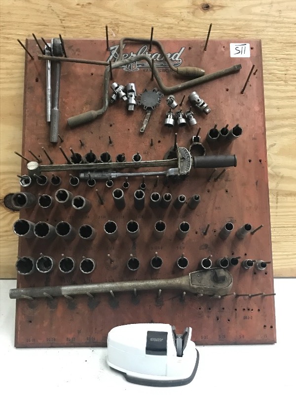 lot 115 image: Wall-Mount Tool Rack With Assorted ...
