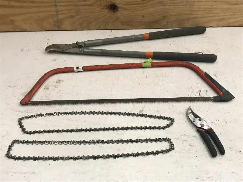 lot 140 image: Lot Of Bow Saw & (2) Pruning Clipp...