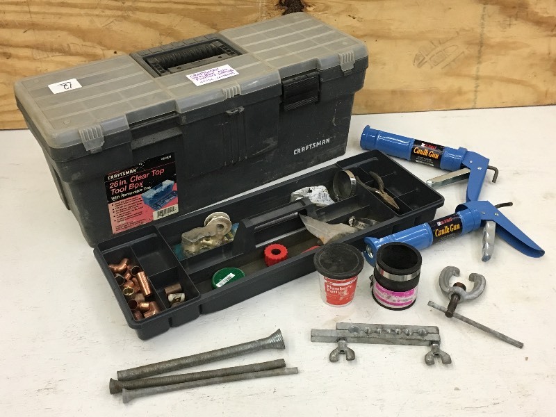 lot 12 image: Craftsman Plastic Toolbox With Asso...