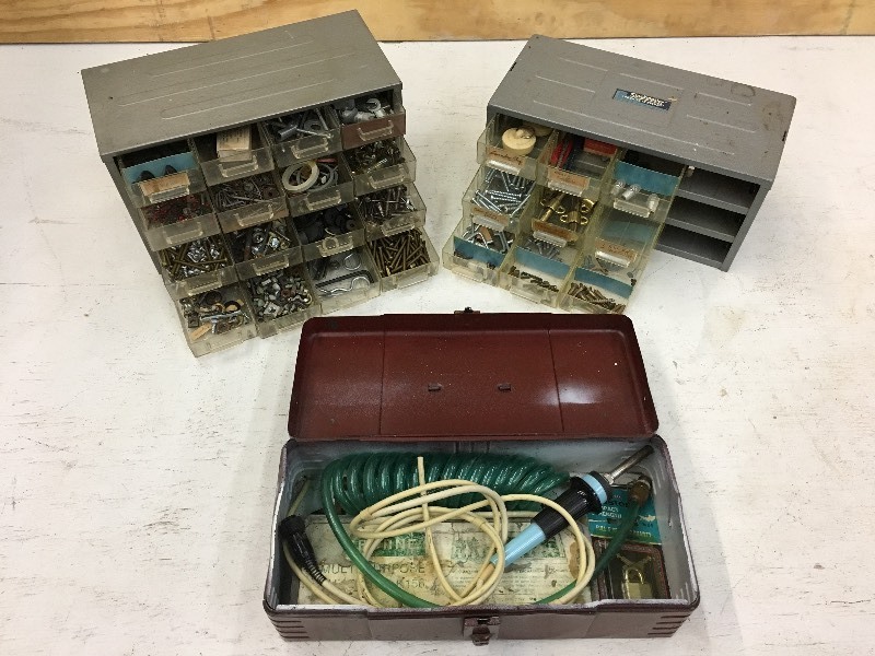 lot 27 image: Tote Of Assorted Parts Organizers ...