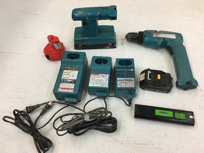 lot 38 image: Tote Of Assorted Makita Cordless Po...