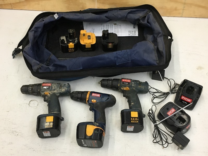 lot 44 image: Ryobi 12Volt Cordless Power Tool Se...