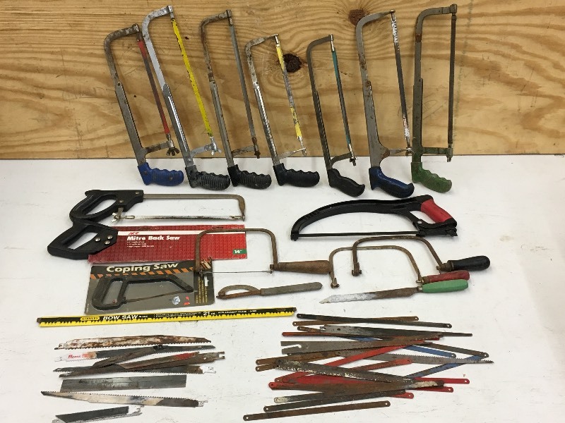 lot 58 image: Box Of Assorted Hack Saws, Hand Too...