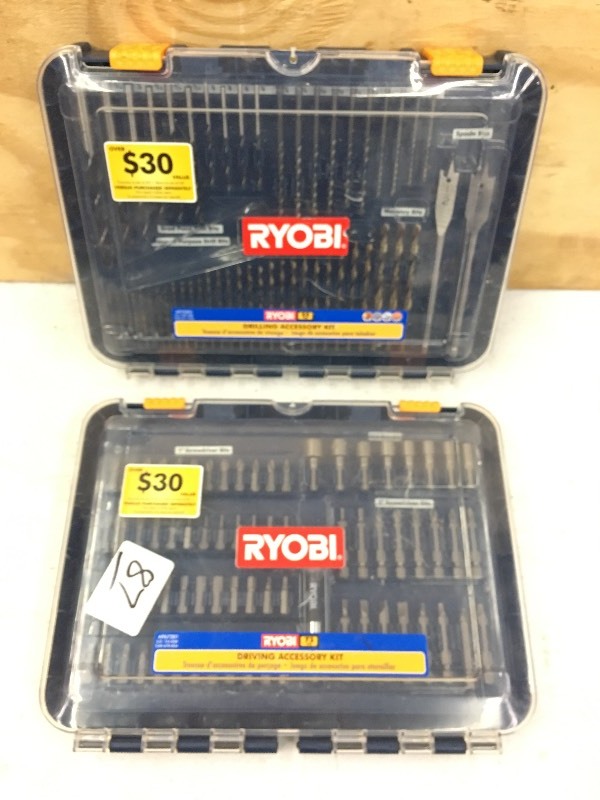 lot 87 image: (2) Unused Ryobi Tool Bit & Drill B...