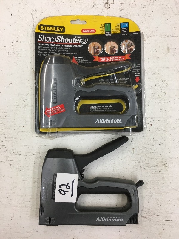 lot 92 image: (2) Stanley Aluminum Staple Guns ...