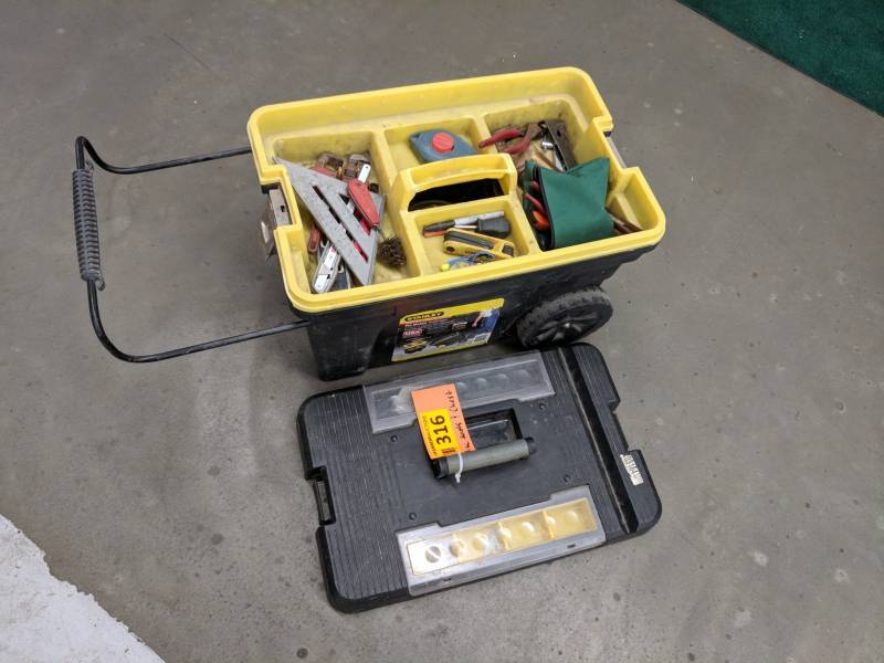 lot 316 image: Stanley Pro Mobile Tool Chest with plumbing tools