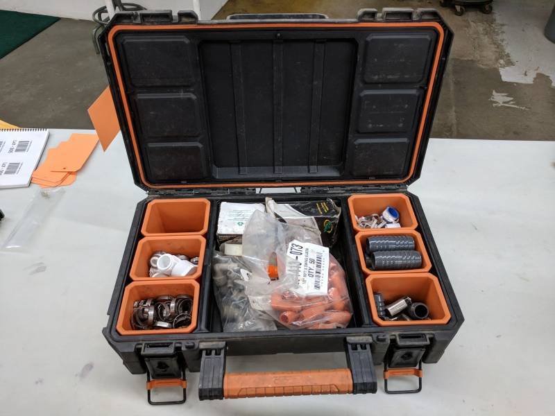 lot 320 image: Rigid Tool Chest with plumbing material