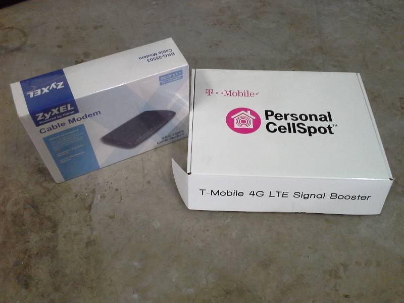 lot 43 image: Cable Modem and T-Mobile Personal CellSpot Booster