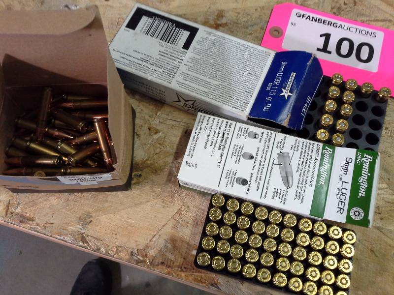 lot 100 image: 9mm Rounds, Various Brands, Other