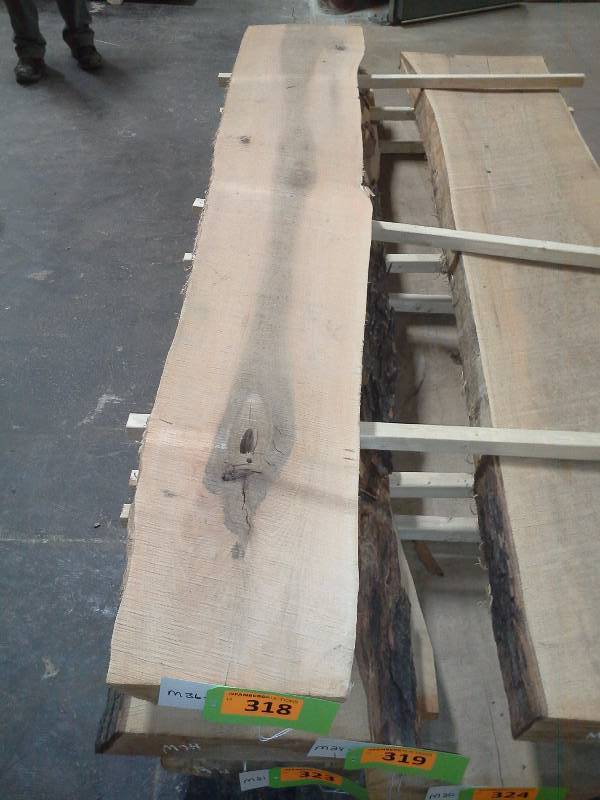 lot 318 image: 8 Live Edge Maple Slab