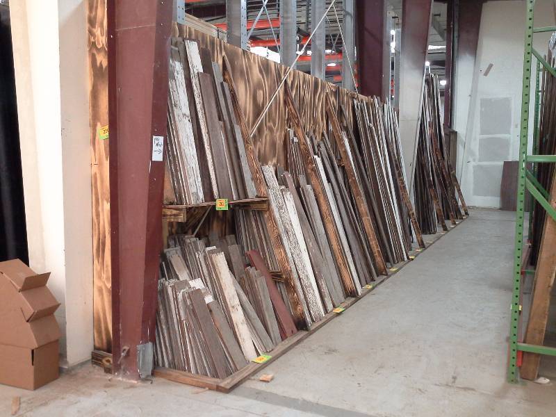 lot 216 image: Plywood Wall and Barn Door (Installed)