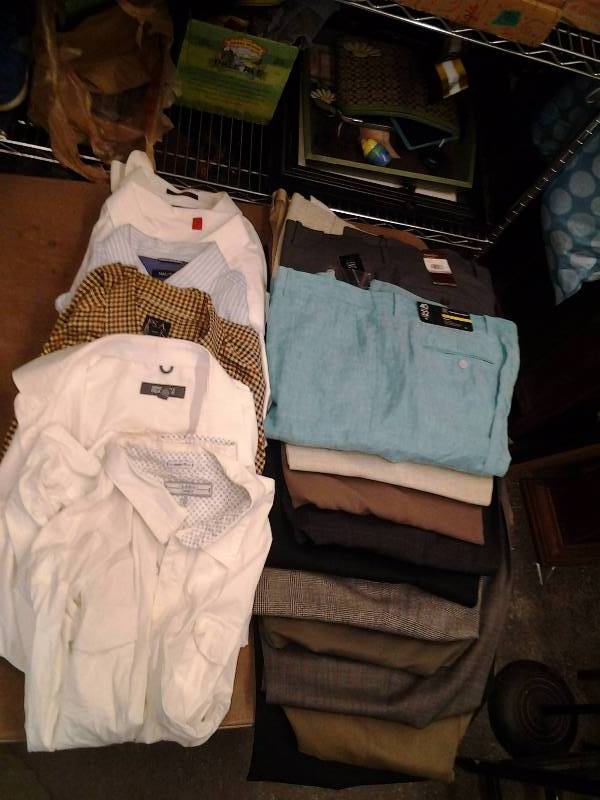 Large Lot Of DesignerName Brand Mens Business Slacks & Dress Shirts