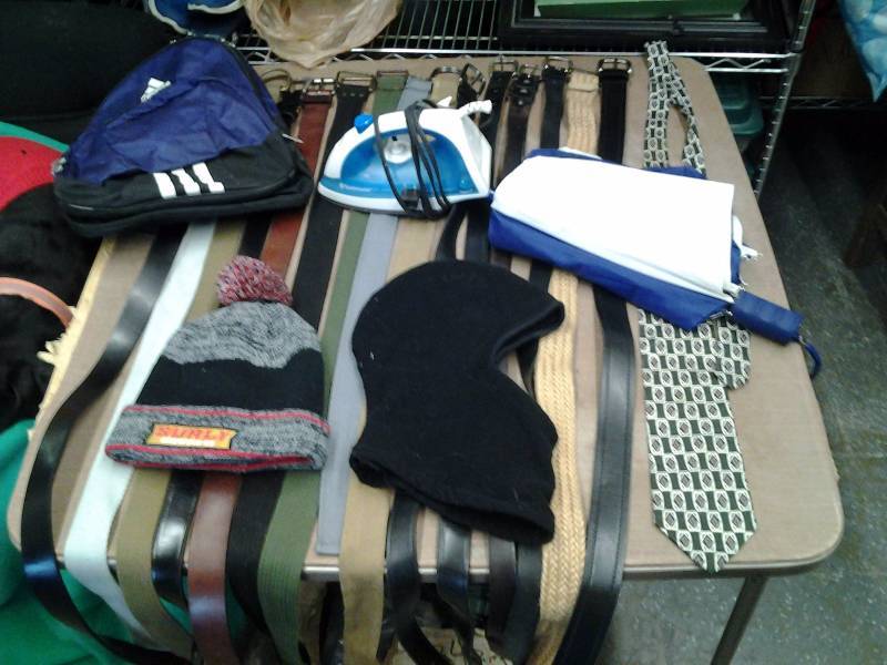 15 Mens Belts Most Size 40, Back Pack, Iron, Umbrella, Tie, 2-Hats