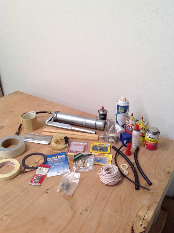 lot 15 image: Garage Items, Wire, Grease Gun, Funnel