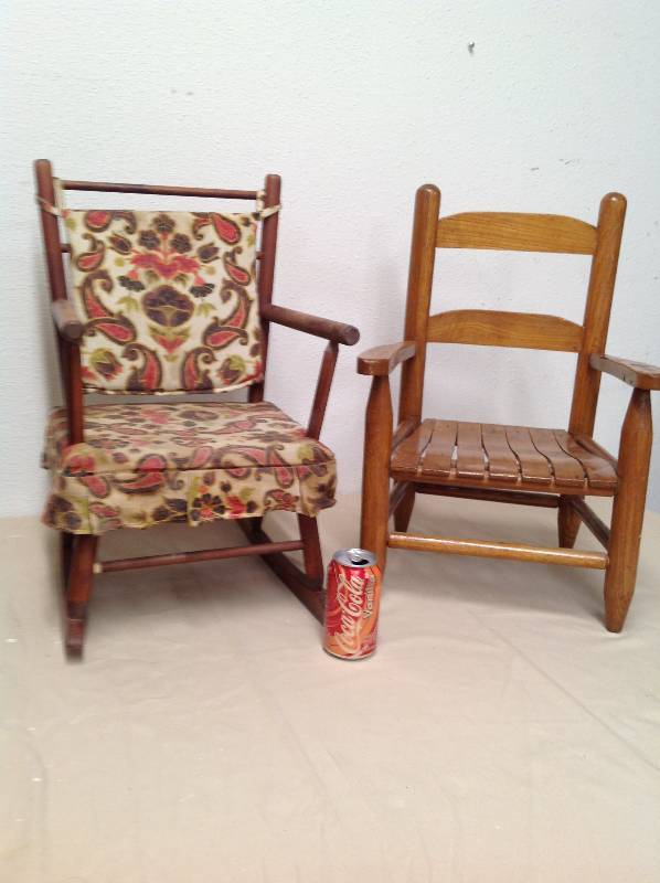 lot 61 image: 2 wooden chairs one is a rocker (child)