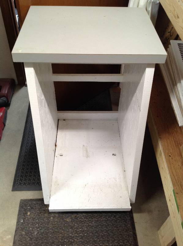 lot 102 image: Stool,  Wooden Bucket, Metal pail, vintage floor lamp with shade, Decorative Cover Box, Two Mail Boxes,