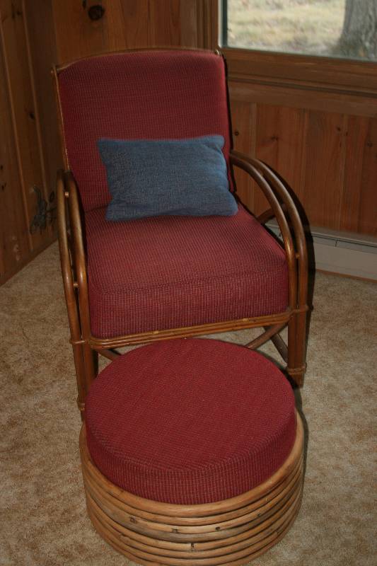 Oak Framed Chair with Ottoman