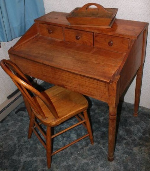 Antique Wooden Desk and Chair